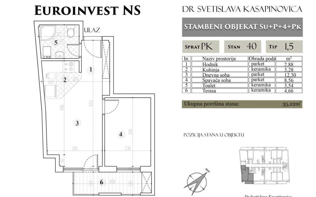 Stan 40 – 35.22m2 – cena 1.450,00-EURA/m2 sa uračunatim PDV-om