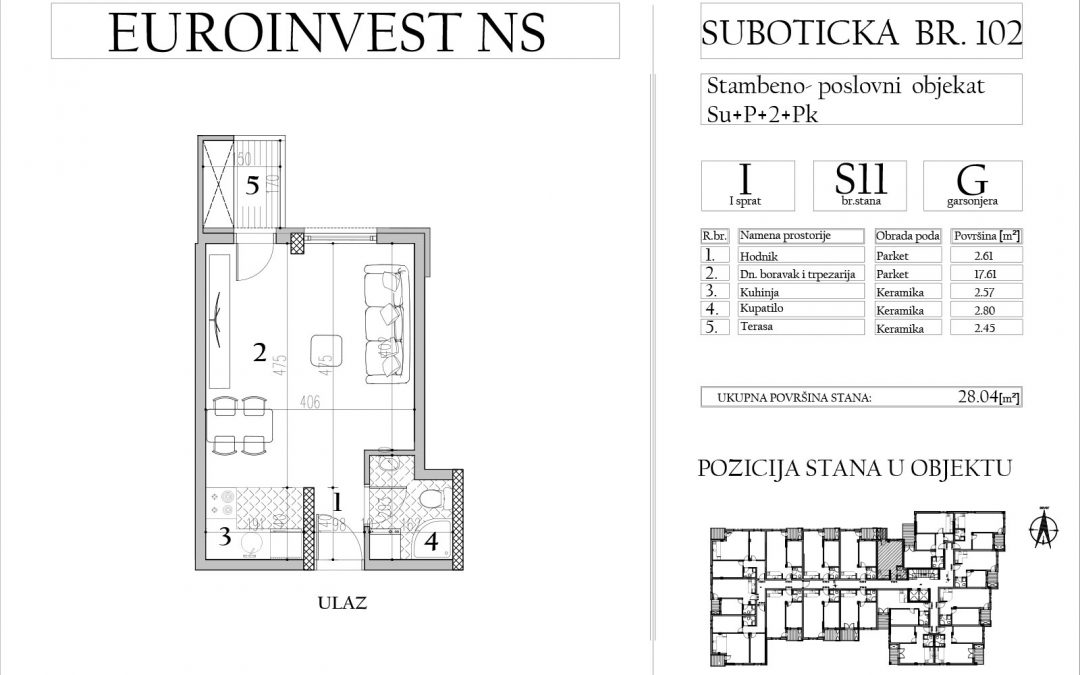 Stan 11 – garsonjera, 27,87m2