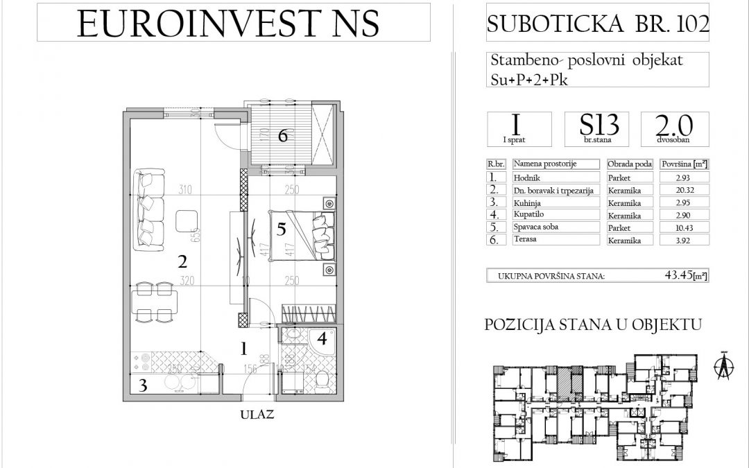 Stan 13 – dvosoban, 42,75m2