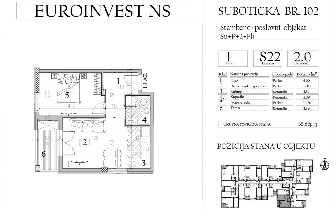 Stan 22 – dvosoban, 37,96m2