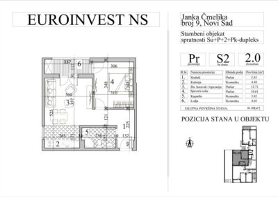 Stan 2 – dvosoban, 41,60m2 – cena 2.900,00-EURA/m2 sa uračunatim PDV-om