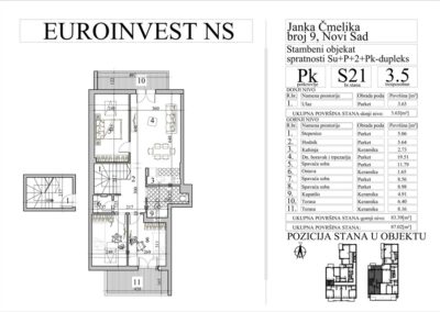 Stan 21 – troiposoban, 87,02m2 – cena 2.700,00-EURA/m2 sa uračunatim PDV-om